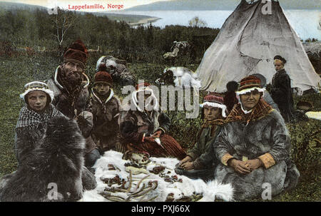 Familie Sami, Norwegen. Stockfoto