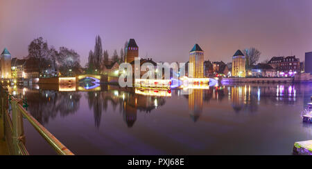 Nacht Petite France in Straßburg, Elsass Stockfoto