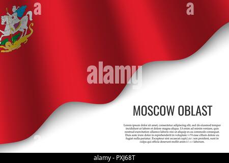 Wehende Flagge der Moskauer Oblast Kaliningrad ist eine russische Region auf transparentem Hintergrund. Vorlage für Banner oder Poster. Vector Illustration Stock Vektor