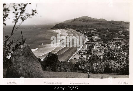 Panoramablick auf die Küste von Zarauz, Spanien Stockfoto