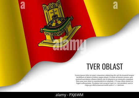 Wehende Flagge der Twerer Oblast Kaliningrad ist eine russische Region auf transparentem Hintergrund. Vorlage für Banner oder Poster. Vector Illustration Stock Vektor