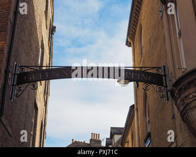 CAMBRIDGE, UK - ca. Oktober 2018: Green Street Stockfoto