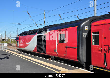 Inter City HST diesel Warten auf Abflug, Peterborough, Cambridgeshire, England, Großbritannien Stockfoto