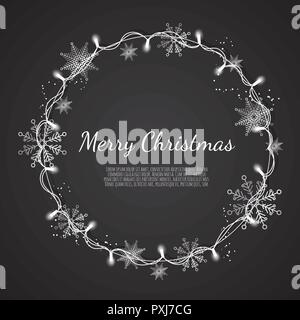 Glühende Weihnachtsbeleuchtung Kranz für Weihnachten Weihnachtskarten Stock Vektor