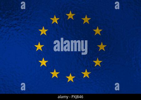 Flagge der Europäischen Union mit Glas Effekt. Vector Illustration Stock Vektor