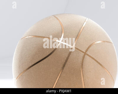 Gold Metallic Basketball close-up auf helles Studio Hintergrund Stockfoto