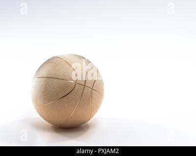 Gold Metallic Basketball close-up auf helles Studio Hintergrund Stockfoto