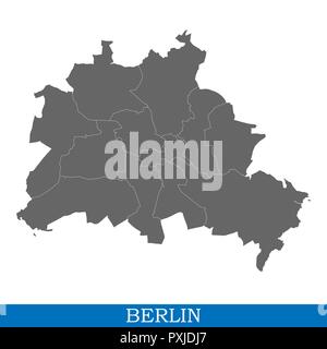 Hohe Qualität Karte von Berlin ist eine Stadt in Deutschland, mit den Grenzen der Bezirke Stock Vektor