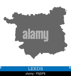 Hohe Qualität Karte von Leeds ist eine Stadt in Großbritannien mit den Grenzen der Bezirke Stock Vektor