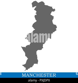 Hohe Qualität Karte von Manchester ist eine Stadt im Vereinigten Königreich, mit Grenzen der Bezirke Stock Vektor