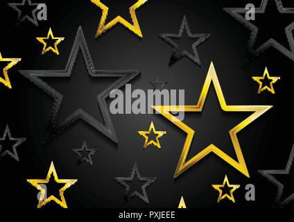 Golden und schwarz glänzenden Sternen Hintergrund. Vector template Corporate luxus Kunst Design Stock Vektor