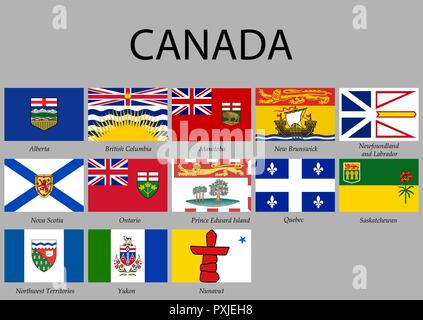 Alle Flags Provinzen Kanadas. Vector Illustration Stock Vektor