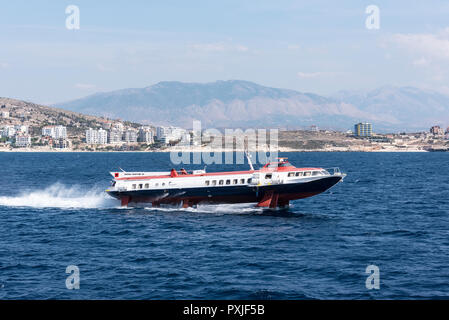 Tragflügelboot, Fähre, Saranda, Ionisches Meer, Albanien Stockfoto