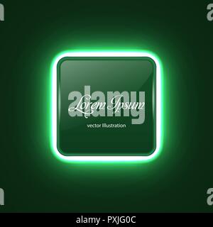 Neon square Banner mit Glow Light Effect Stock Vektor