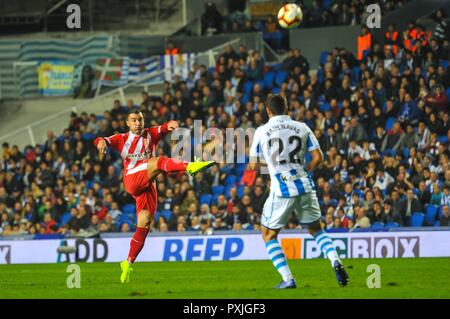 San Sebastian, Spanien. 22 Okt, 2018. Portu von Girona, die während der spanischen Liga Fußballspiel zwischen Real Sociedad und Girona an der Anoeta Stadium am 22. Oktober 2018 in San Sebastian, Spanien Quelle: CORDON PRESSE/Alamy leben Nachrichten Stockfoto