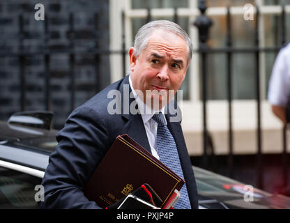 London, Großbritannien. 23. Oktober, 2018. Geoffrey Cox, Attorney General, kommt für die Kabinettssitzung in der Downing Street. Credit: Tommy London/Alamy leben Nachrichten Stockfoto