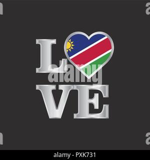Typografie Liebe Namibia Flagge design Vector schönen Schriftzug Stock Vektor