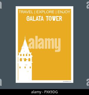 Galata-turm Ä°stanbul, Türkei Monument, Wahrzeichen Broschüre Flat Style und Typografie Vektor Stock Vektor