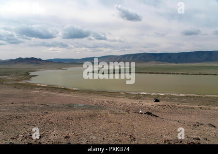 Anhang See (хавсралт нуур) und Bayankhongor Berge, Galuut Summe, Bayankhongor Provinz (Aimag), Mongolei Stockfoto