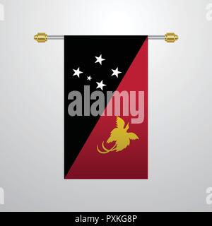 Papua Neu Guinea Flagge aufhängen Stock Vektor