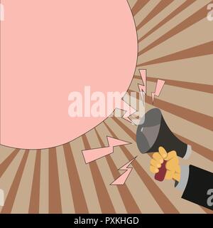 Flaches Design business Vector Illustration Konzept Vorlage kopieren Raum Text für Anzeige Web site esp isoliert 3d-Isometrie. Männliche menschliche Hand Megaphon Stock Vektor