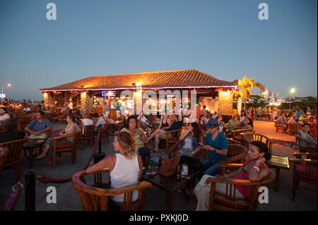 An den Wänden von Cartagena de Indias. Cafe del Mar Stockfoto