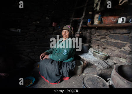 Auf der Strecke des Qhapaq ñan - (Inca Trail), dass Lares erreicht die Amazon Stockfoto