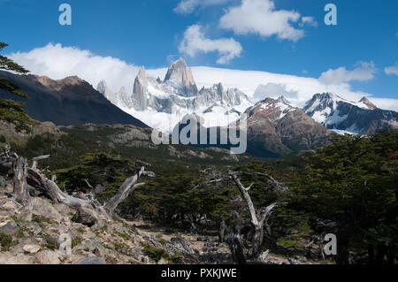 Fitz Roy von El Chalten gesehen Stockfoto