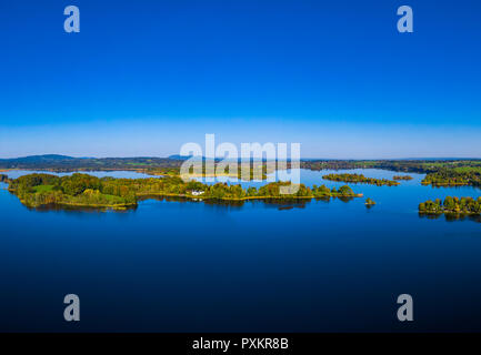 Insel Wörth im Staffelsee See in der Nähe von Murnau, Seehausen, Blaues Land, Oberbayern, Bayern, Deutschland, Europa Stockfoto