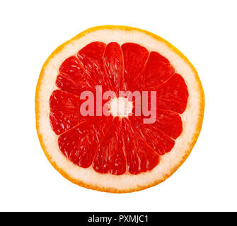 Grapefruit Scheibe isoliert auf weißem Hintergrund Stockfoto