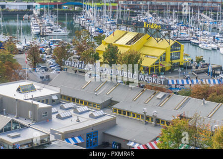 Vancouver, Kanada - 11. SEPTEMBER 2018: Granville Island Market an. Granville Island ist ein Handwerker Markt- und Einkaufsviertel in Vancouver Stockfoto