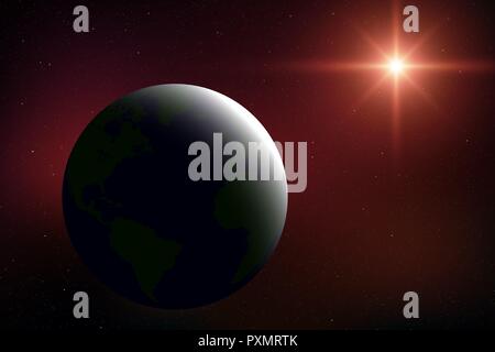 Realistische raum Hintergrund mit dem Planeten Erde im Universum Stock Vektor