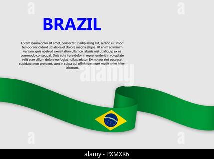 Wehende Flagge von Brasilien, Vector Illustration mit Copyspace Stock Vektor