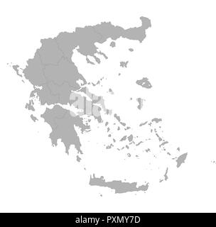 Hohe Qualität Karte von Griechenland mit den Grenzen der Regionen auf weißem Hintergrund Stock Vektor