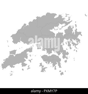 Hohe Qualität Karte von Hongkong mit den Grenzen der Regionen auf weißem Hintergrund Stock Vektor