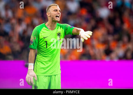 13-10-2018: Fußball: Nederland v Deutschland: Amsterdam UEFA Nationen Liga 2019 Torhüter Jasper Cillessen der Niederlande Stockfoto