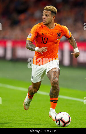 13-10-2018: Fußball: Nederland v Deutschland: Amsterdam UEFA Nationen Liga 2019 Memphis Depay der Niederlande Stockfoto