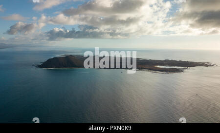 Luftaufnahme der Insel Lobos und Fuerteventura Stockfoto
