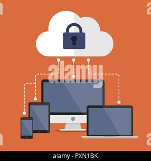 Abbildung über Sicherheit im Internet und Datenschutz. Stock Vektor