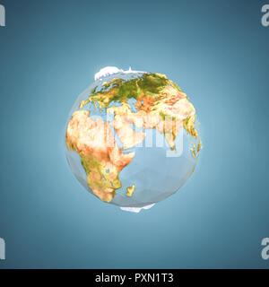 Planet Erde Low Poly 3D-Darstellung Stockfoto