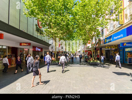 Hay Street Mall Shopping Precinct in der Innenstadt von Perth, Western Australia Stockfoto