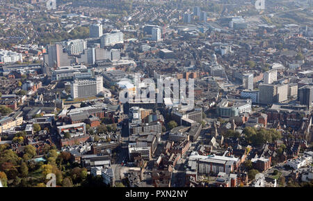 Luftaufnahme von Nottingham City Centre Stockfoto