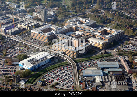 Luftaufnahme des Queen's Medical Centre, Nottingham Stockfoto