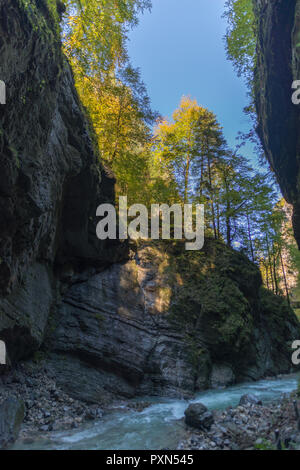 Stream: Partnachklamm, Partnachklamm, Schlucht Partnachklamm, Garmisch-Partenkirchen, Oberbayern, Bayern, Deutschland Stockfoto