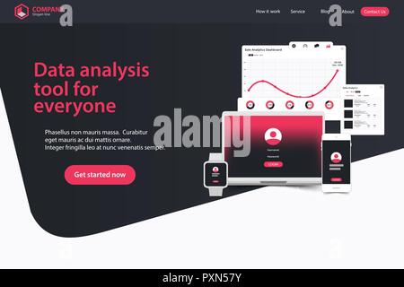 Website Landing Page Design Web Analytics Website Vector Template Design Stock Vektor
