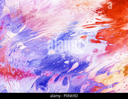 Bunte Abstract Background, Tapeten und Reichen, hell, Textur mit Platz für Text. Flüssiges Acryl gemischte Farbe pinselstrich. Unterwasser Fantasie worl Stockfoto