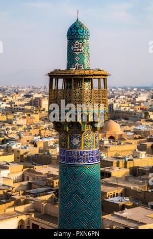 Minarett der Shah Moschee in Naghse Jahan Suare in Isfahan, Iran Stockfoto