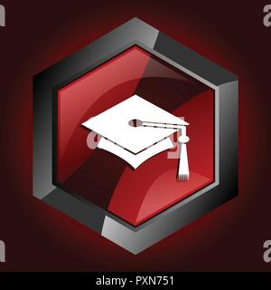 Ausbildung Abschlüsse Hochschulabschluss Absolvent Hexagon dunkelrot Vektor icon Stock Vektor