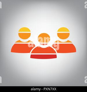 Team Arbeit unterzeichnen. Vektor. Horizontal geschnitten Symbol mit Farben aus dem sonnigen Gradient in grauen Hintergrund. Stock Vektor
