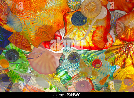 Glaskunst an einer Fußgängerzone Decke in Tacoma, Washington. Stockfoto